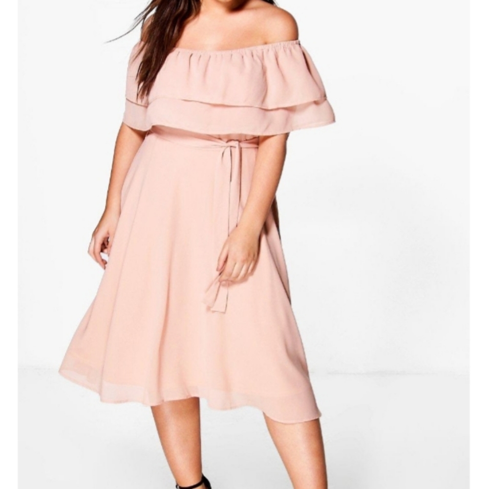 Ruffle Tie Waist Skater Dress